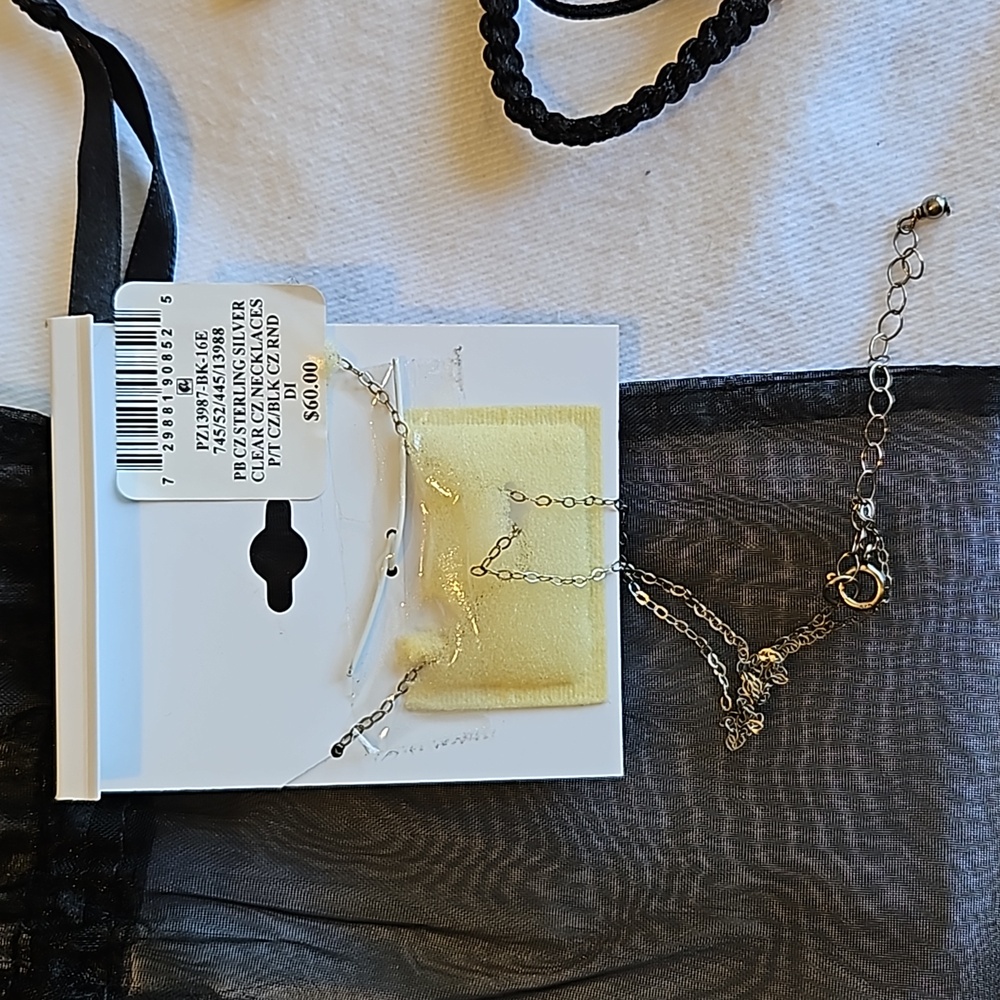 Giani Bernini NWT sterling silver cubic zirconia black 16" extention necklace - Picture 3 of 5